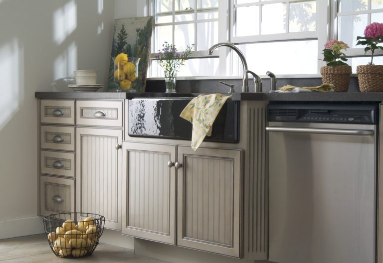 Country style Kitchen with tan cabinets