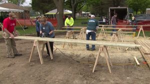 Zuern employees helping build playground