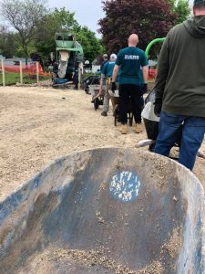 Zuern employees helping build playground