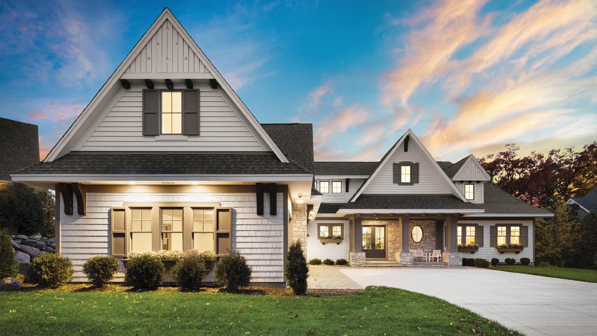 modern farmhouse exterior with marvin windows