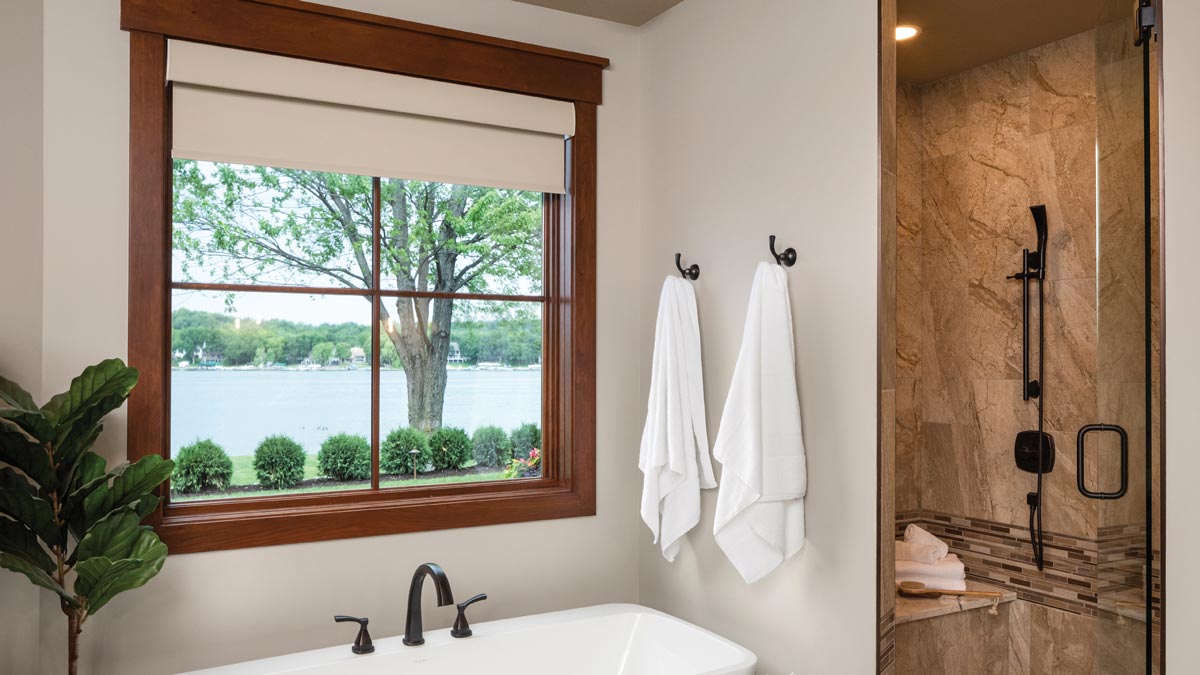 bathroom interior with marvin picture window