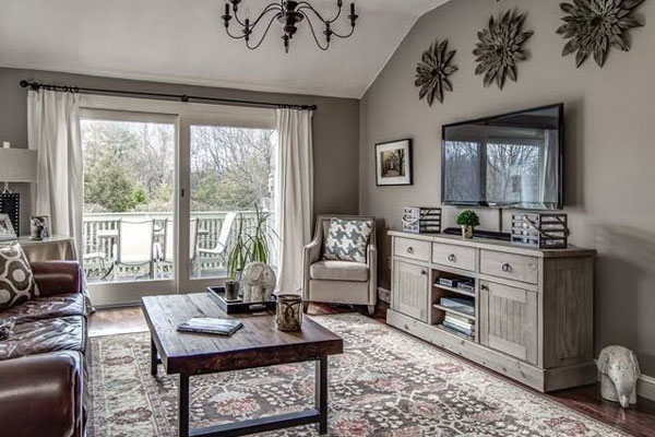 cozy living room with Andersen patio door