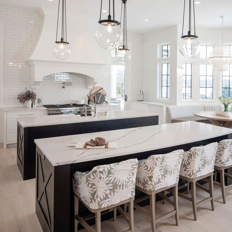 large kitchen with cambria quartz countertops