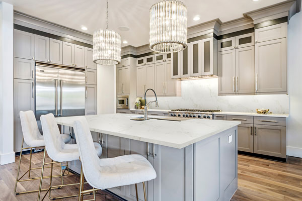 bright kitchen with Corian quartz countertops