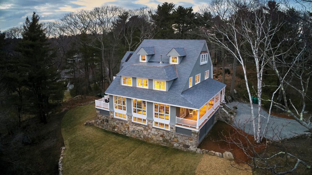 three story home with GAF roof